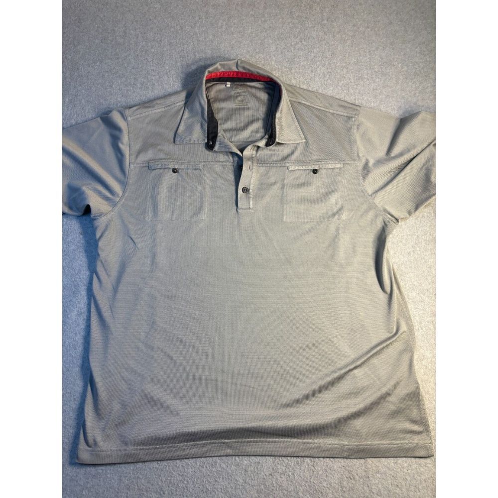 adidas Polo Shirt Men's Large Grey Golf Performance Short Sleeve Logo Clima Cool